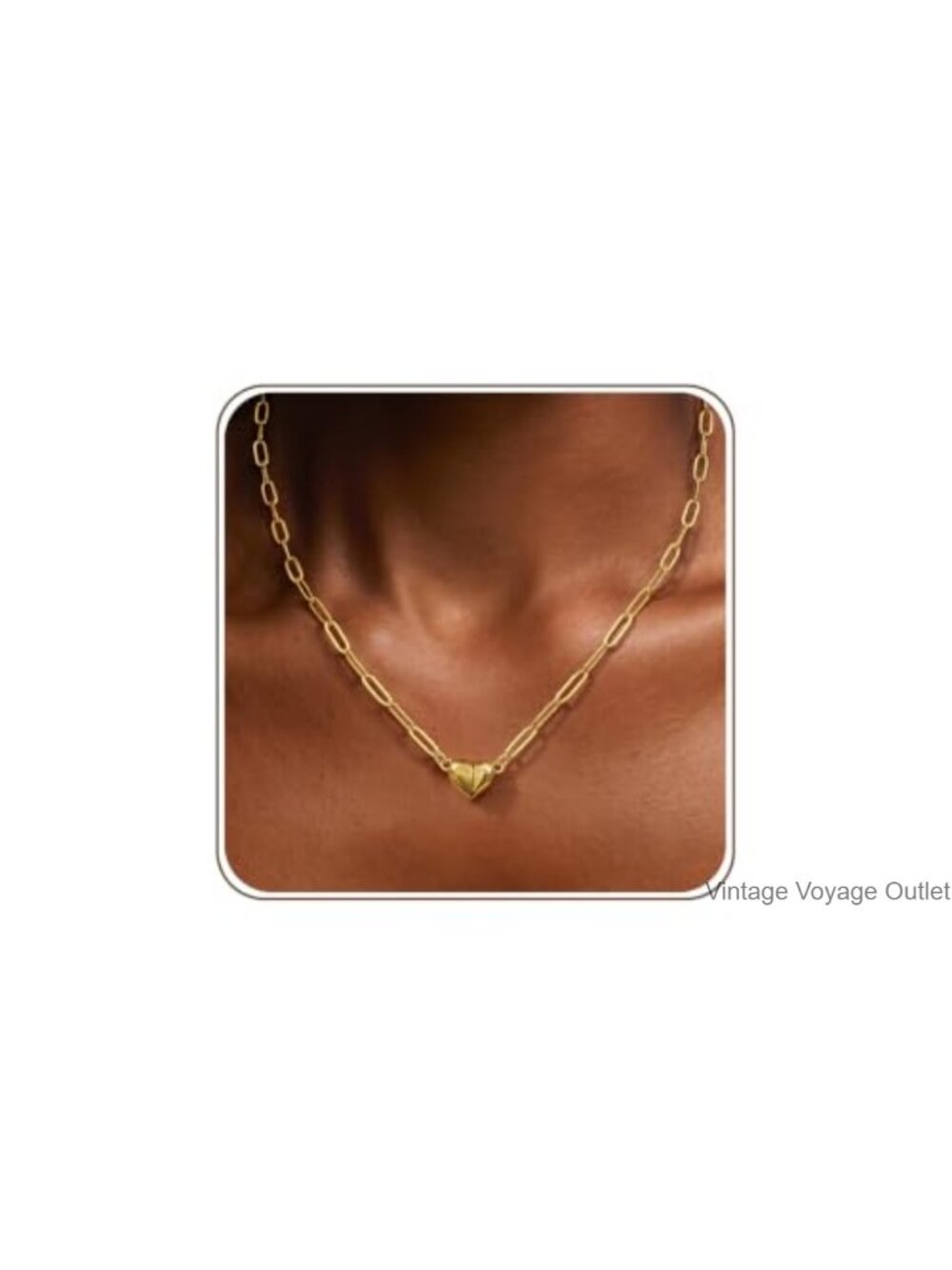 14K Gold Plated Magnetic Heart Pendant Necklace